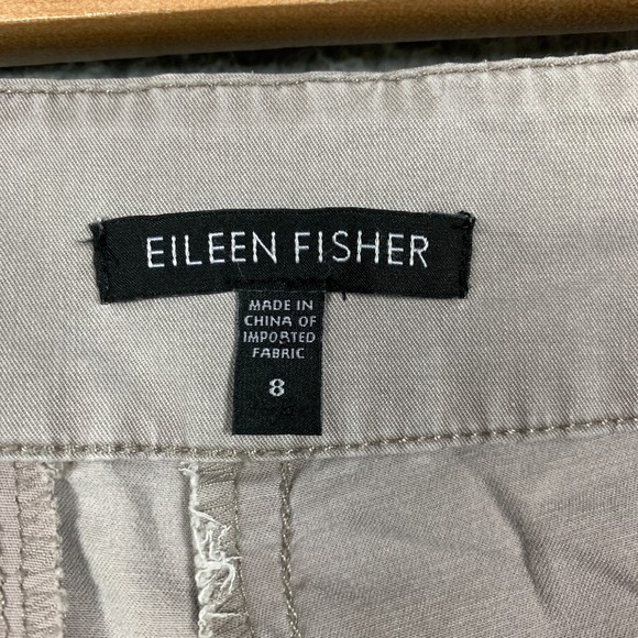 Eileen Fisher Chino Pants Women's‎ 8 Cropped Taupe Straight Leg Relaxed Twill - Picture 2 of 9